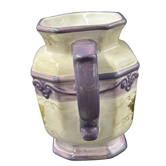 Vitg Merlot Hand Painted Tabletops Collection Purple Grape Pattern 64 oz Pitcher - Picture 2 of 6